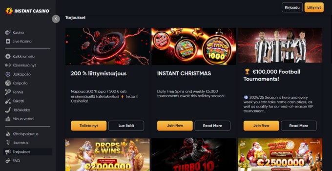 Instant Casino kaikki tarjoukset