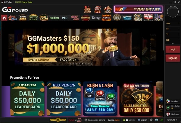 GGPokerin pokerisovellus aulavalikokko.
