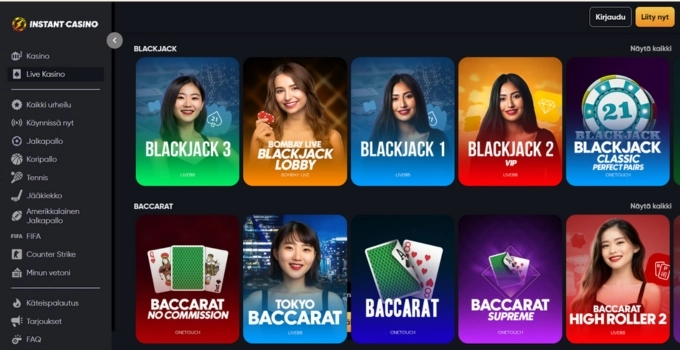 Instant Casinon live-kasino