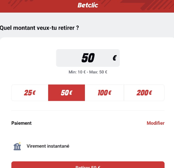 Retrait argent virement bancaire casino