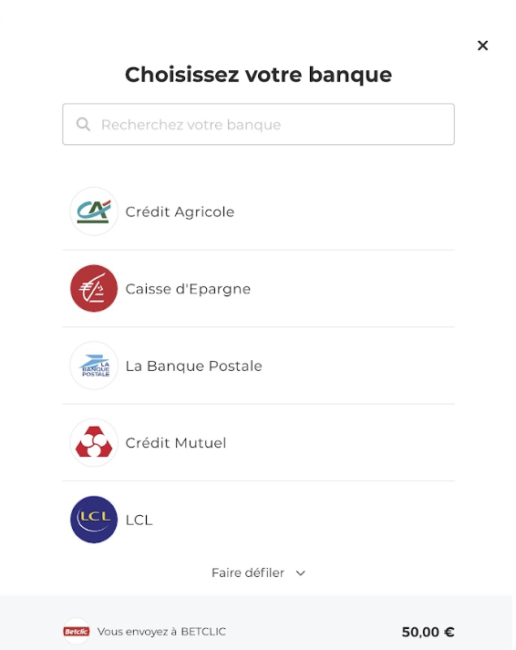 Betclic casino virement bancaire banques dépôt