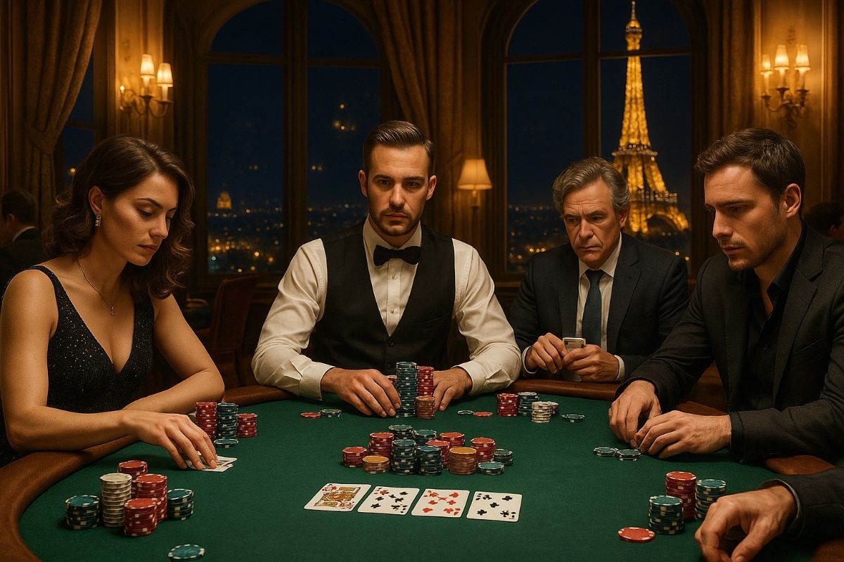 Tournoi de poker à Paris pendant l’European Poker Tour 2026 au Palais des Congrès avec la Tour Eiffel en arrière-plan