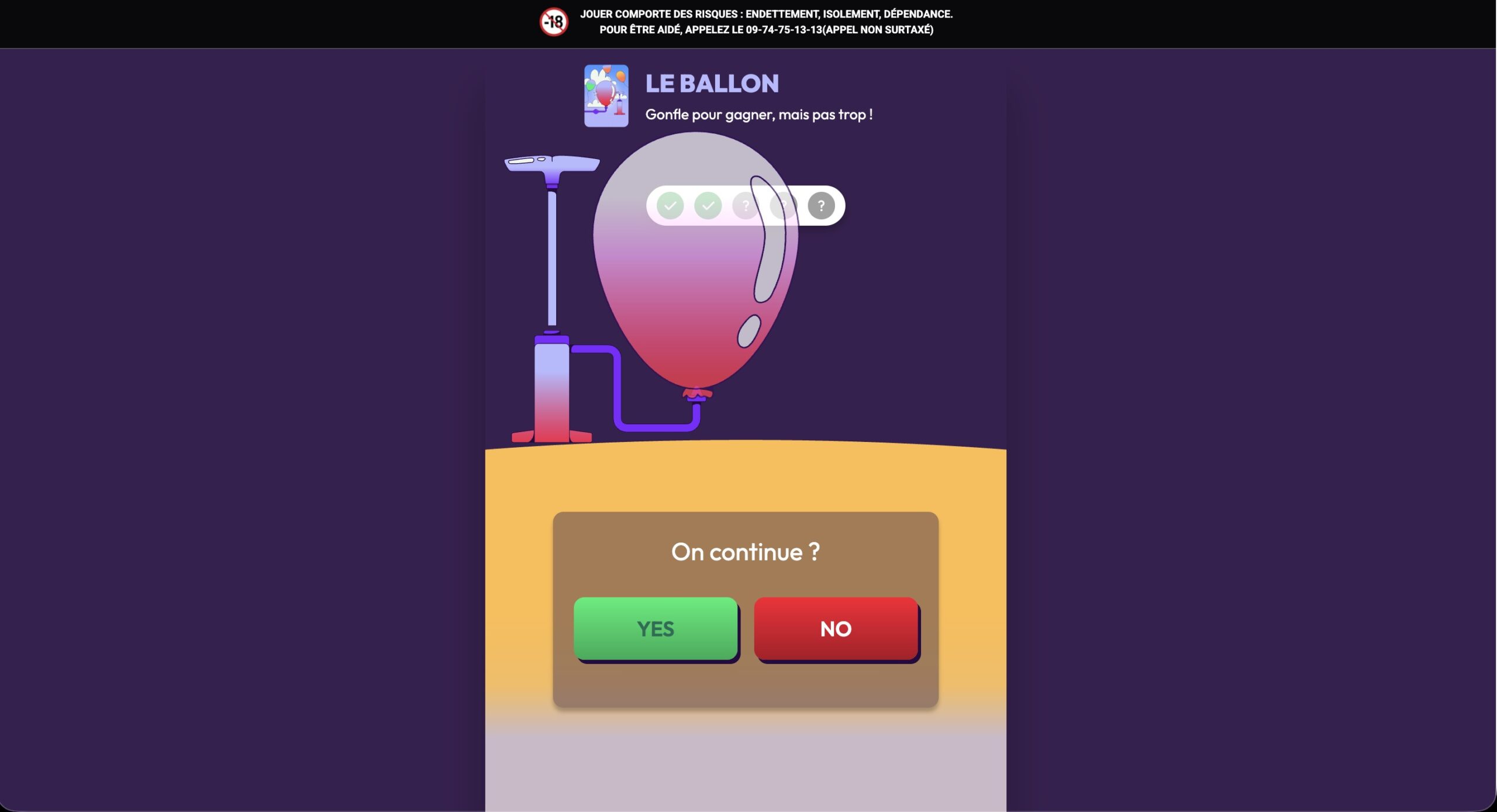 Jeu du ballon sur YesOrNo