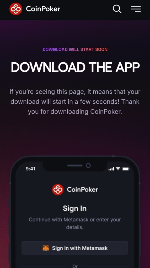 scaricare l'app di CoinPoker per Android