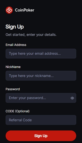 creare un account su CoinPoker