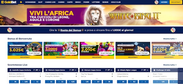 Goldbet offre degli incentivi che consentono di vincere fino a 1.000€ al giorno