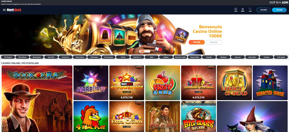 Netbet è un casino Paypal con un'interfaccia di gioco intuitiva e semplice da utilizzare