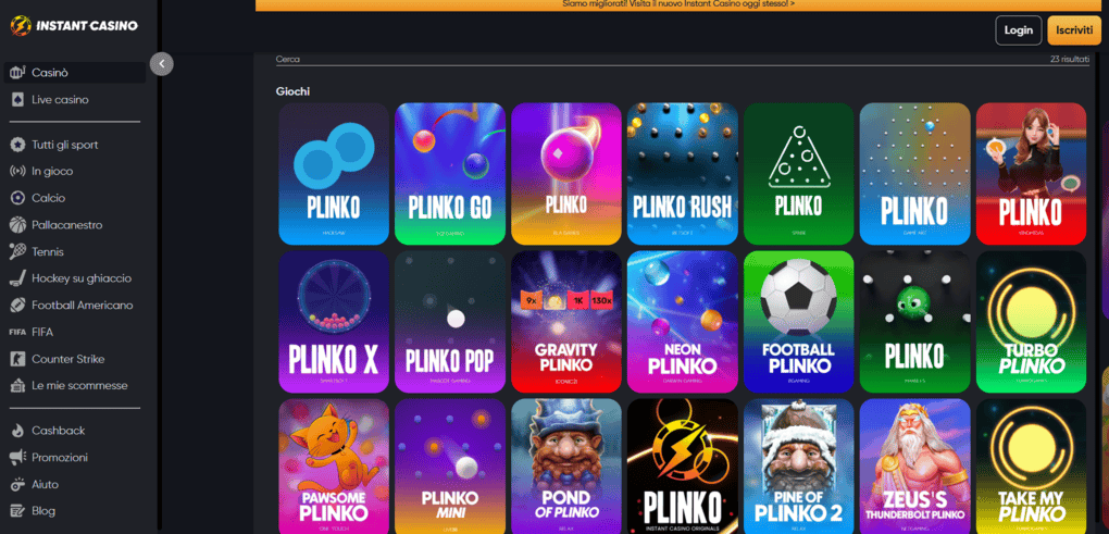 Plinko su InstantCasino