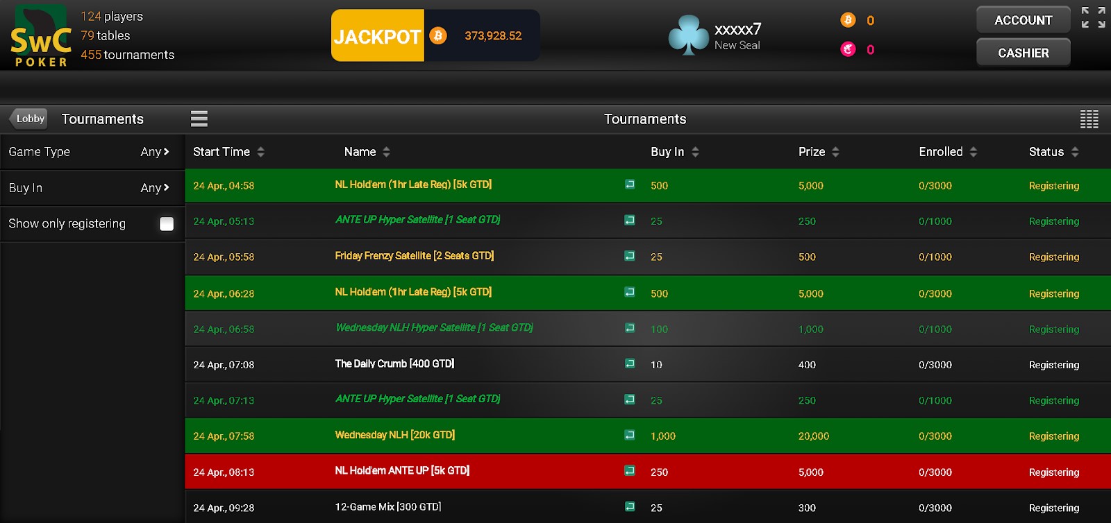 SWC poker toernooien