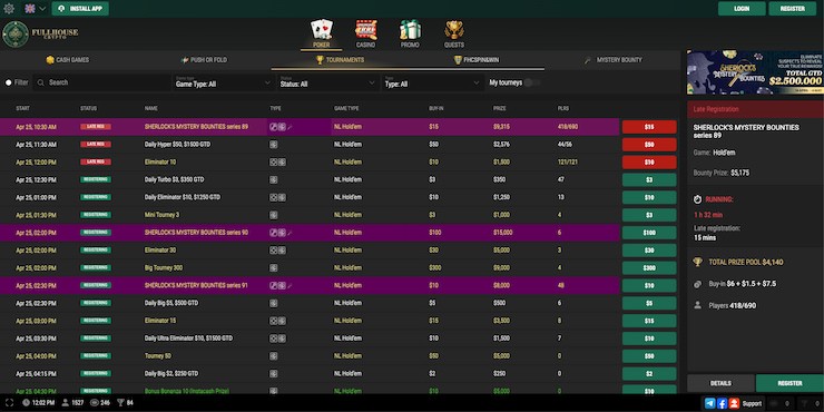 Full House Crypto poker toernooien