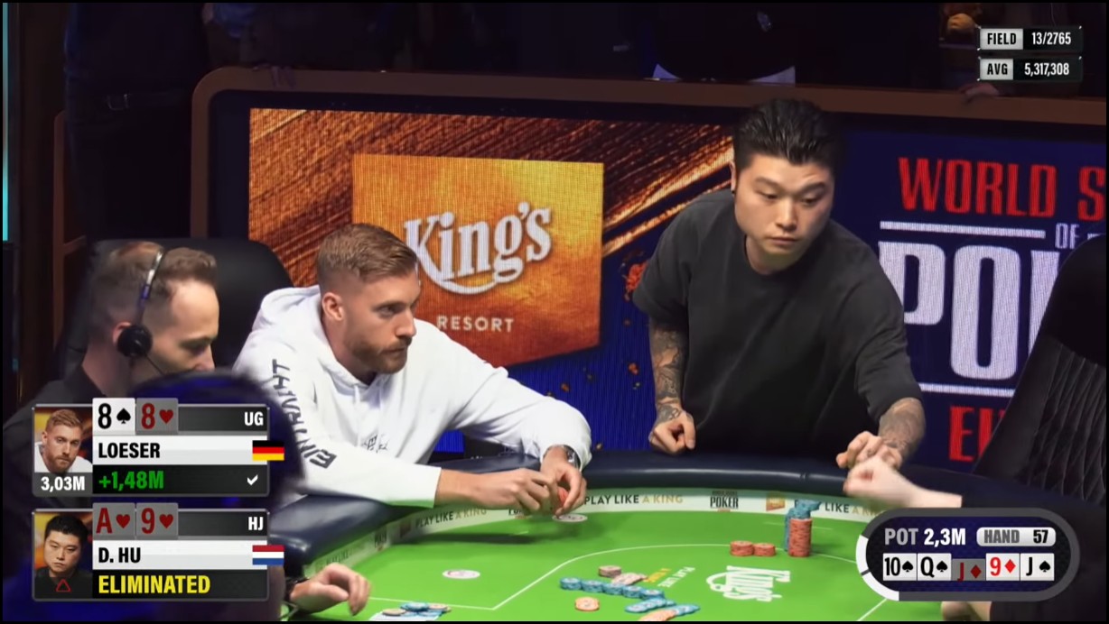 David Hu bij de WSOPE 2025 na zijn verlies.