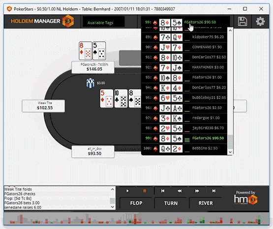 De HUD bij Hold’em Manager 3