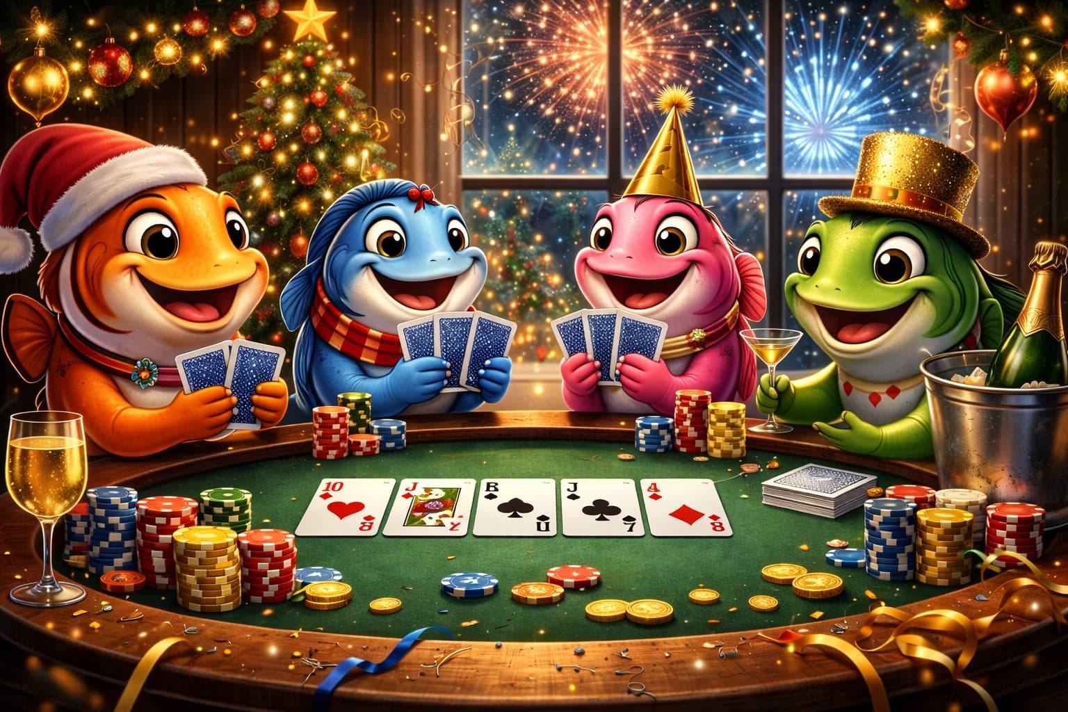 vissen tijdens kerst