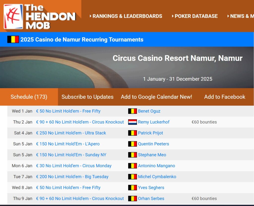 Hendom Mob MTT casino de Namur