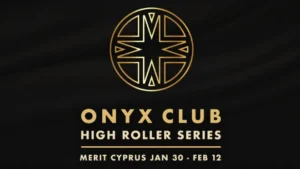 Het logo van de Onyx High Roller Series op Cyprus eind januari