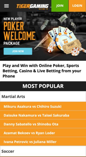 Tiger Gaming poker hjemmeside