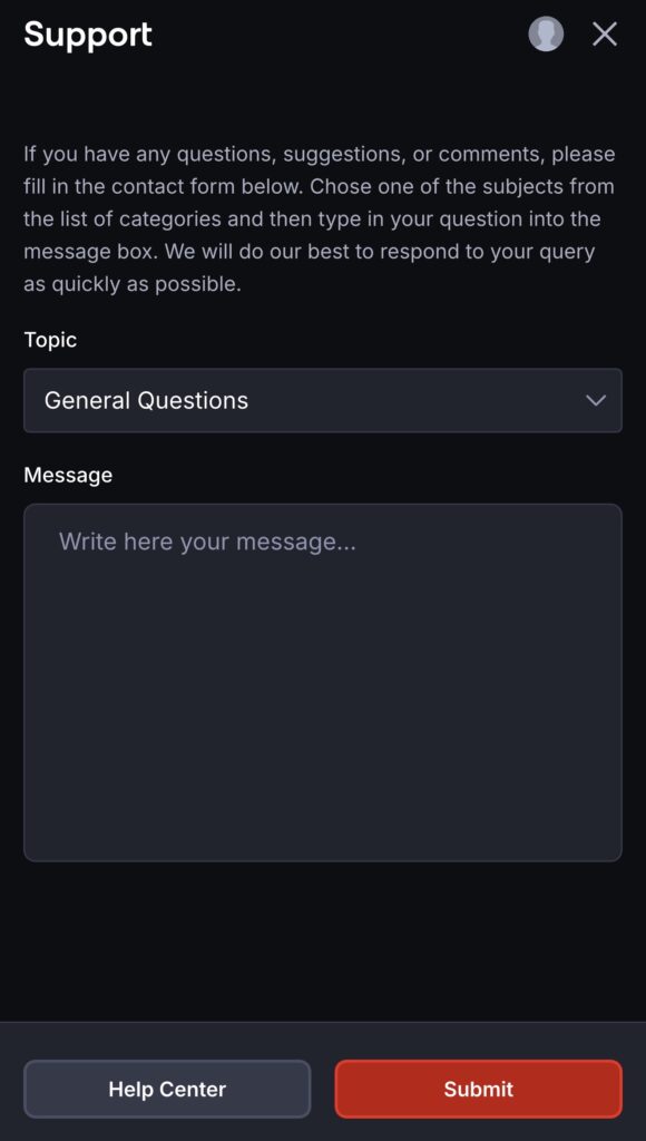 Screenshot formularza kontaktowego CoinPoker