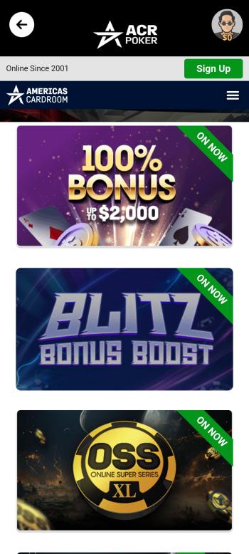 acr poker bonusy