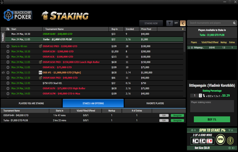 staking black chip poker