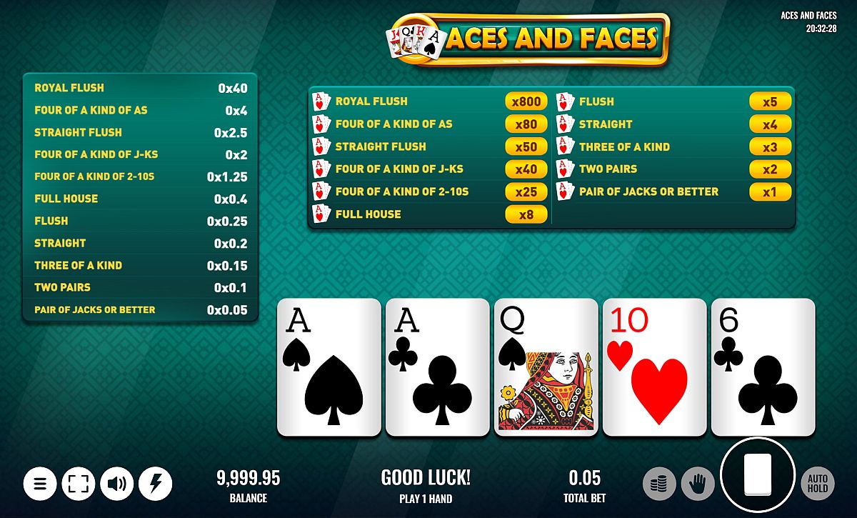 aces and faces video poker online