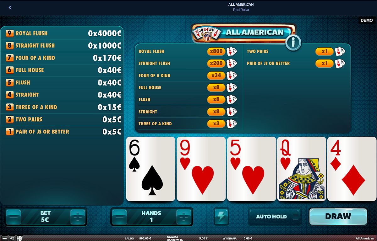 all american wideo poker online