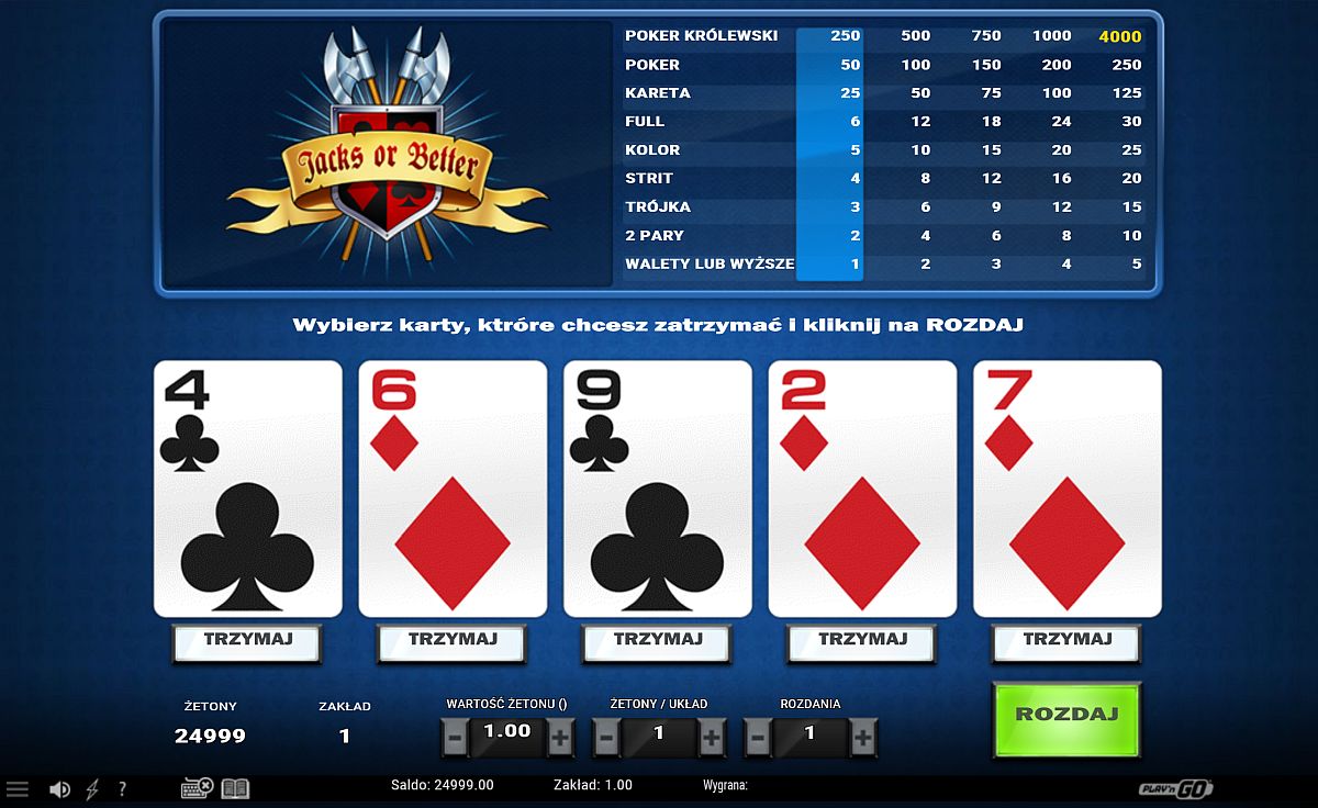 wideo poker jacks or better