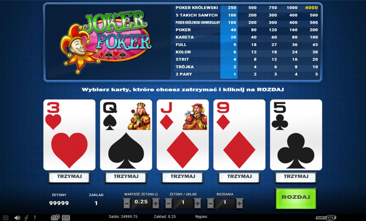 poker wideo na pieniądze joker poker