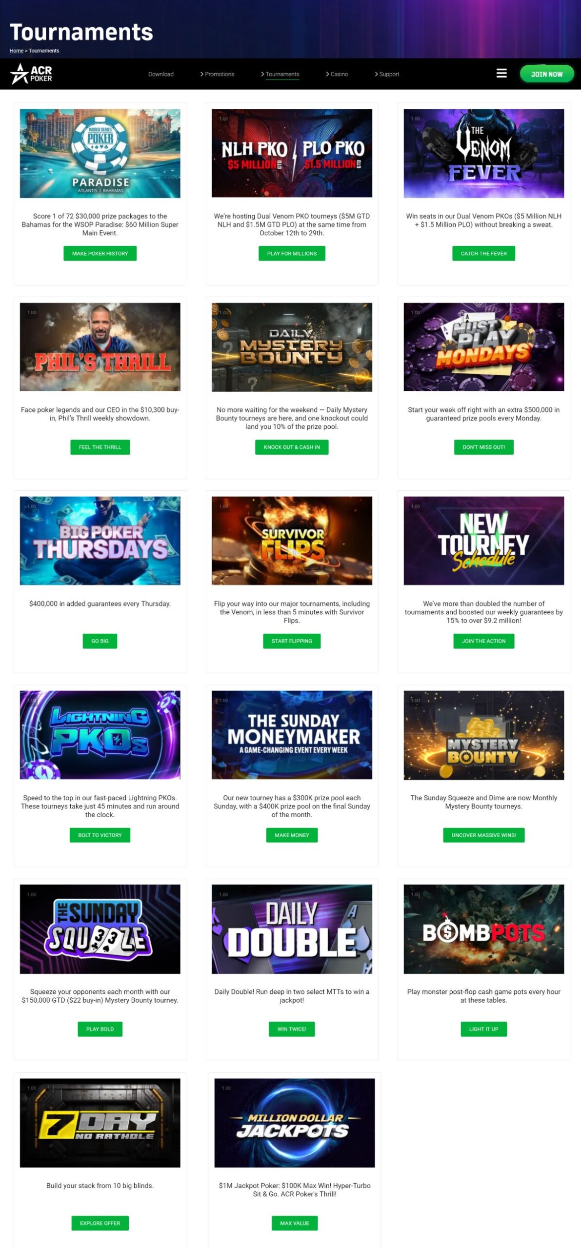 Turnieje w ACR poker