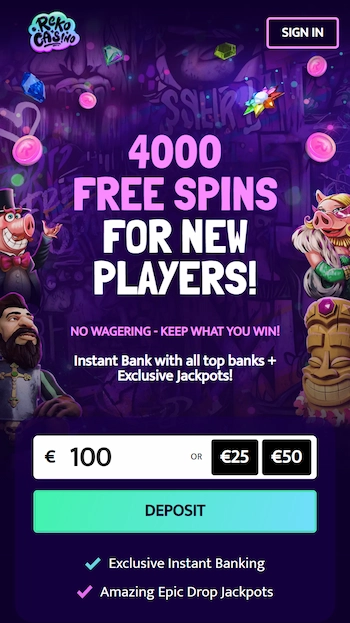 Skärmbild på Reko Casino från mobilen