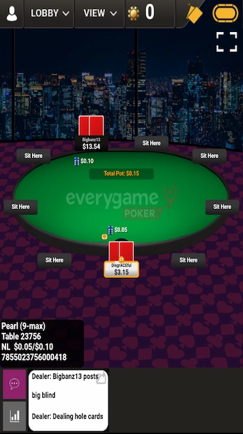Everygame poker från mobilen inloggad