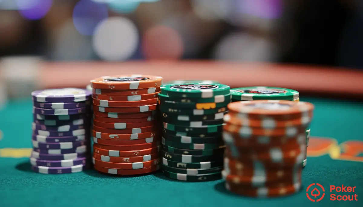 Pokermarker på ett pokerbord