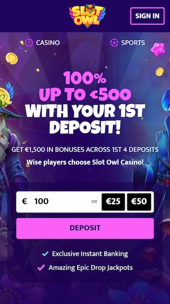 Slot Owl Casino skärmbild från mobil
