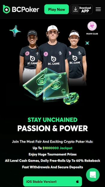 BC Poker startsida från mobil