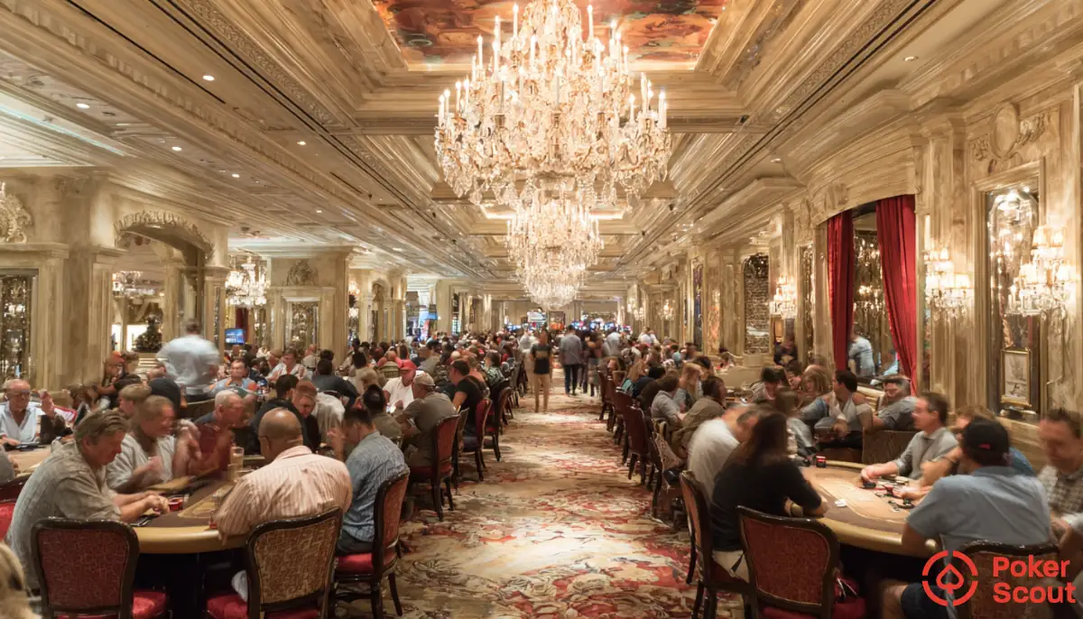 Fullpackad lokal i Las Vegas med flera pokerbord