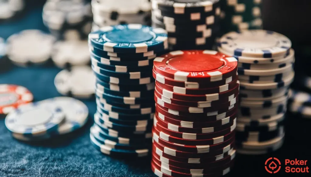 Bild på pokermarker på ett pokerbord