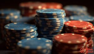 Röda och blå pokermarker