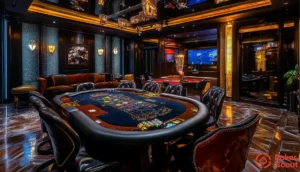 Bild på ett pokerbord i Las Vegas
