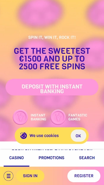 Lysti Casino skärmbild från mobil.