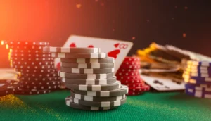 Bilden visar marker och spelkort för poker