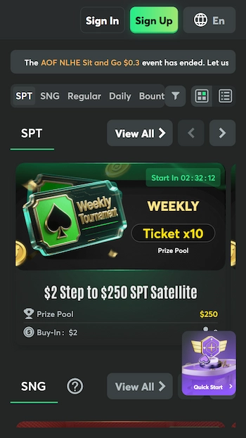 Turneringar hos BCPoker