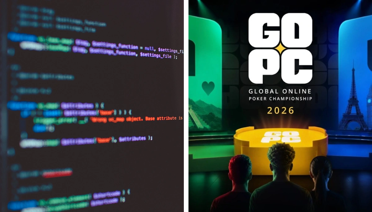 Kod bredvid loggan för GOPC 2026 efter CoinPokers serverproblem.