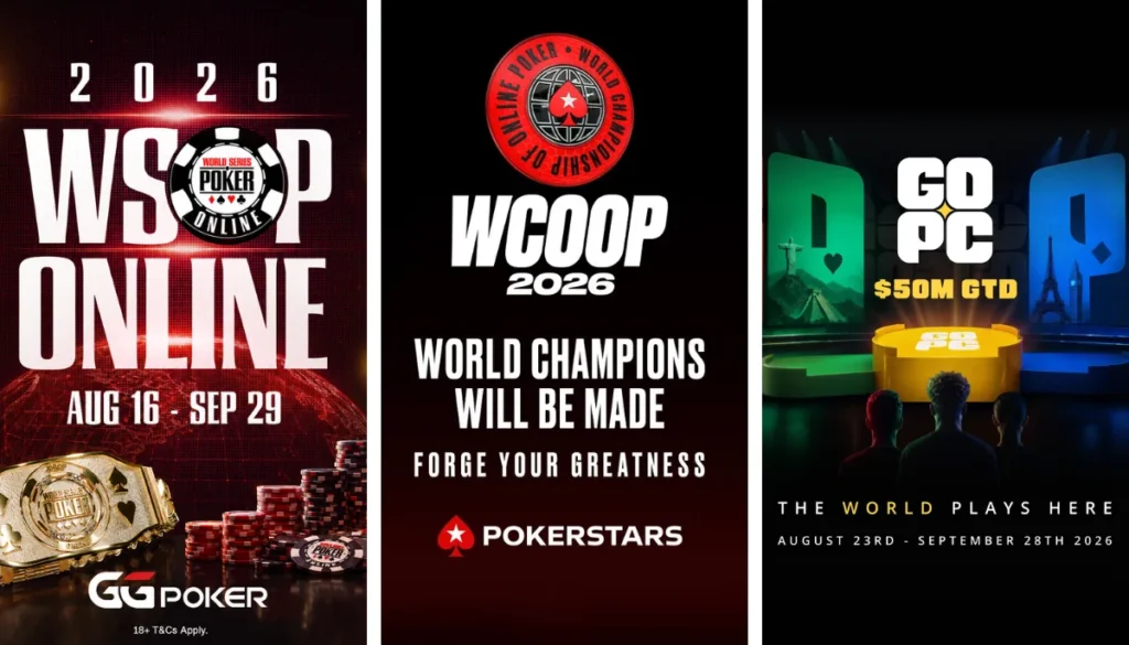 WSOP Online, WCOOP och GOPC pokerturneringar online.