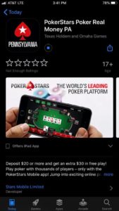 A look at the PokerStars PA download screen.