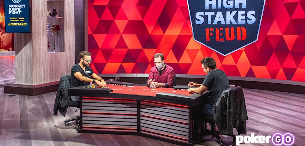 Daniel Negreanu and Doug Polk battling it out at the PokerGO Studio in Las Vegas.