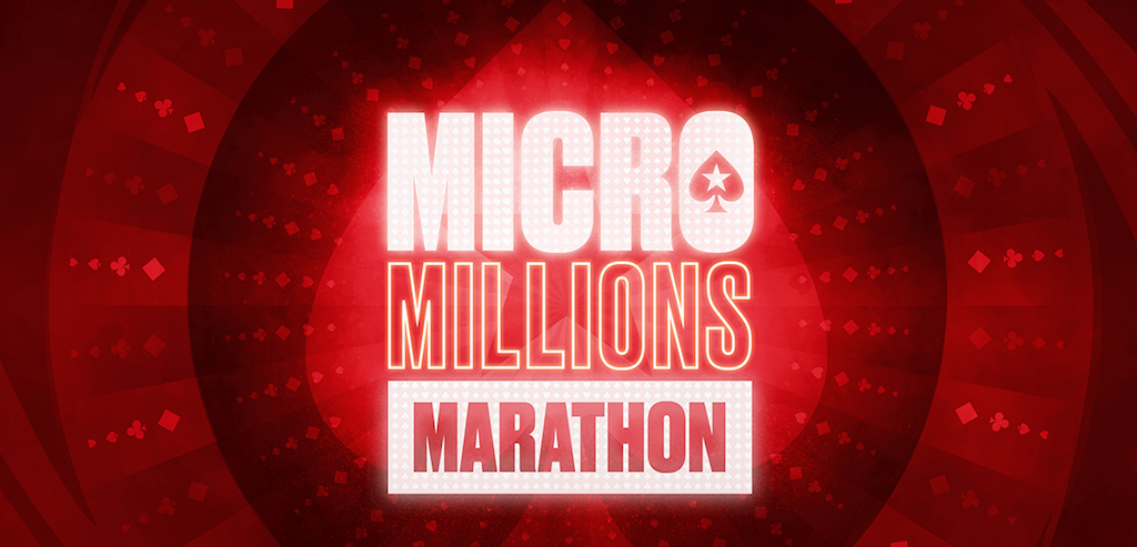 The MicroMillions Marathon runs at PokerStars Feb. 11-14 with 107 tournaments, $3 million guaranteed, and events running every 30 minutes.