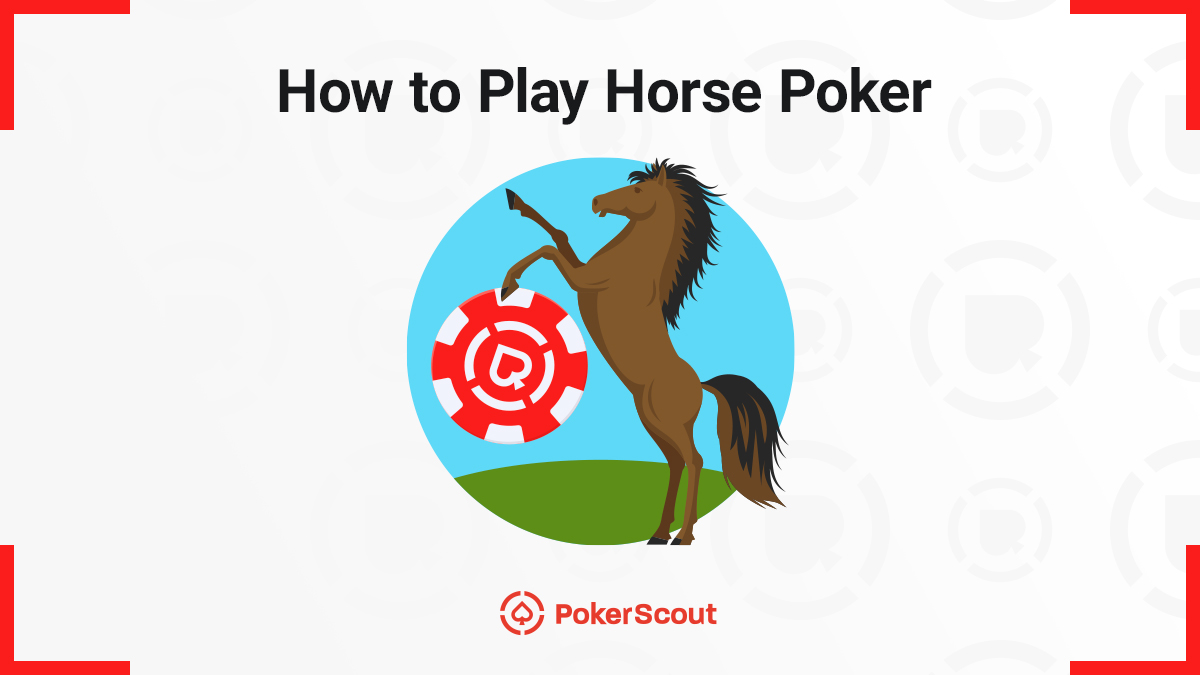 A rearing horse next to a large red poker chip representing HORSE poker