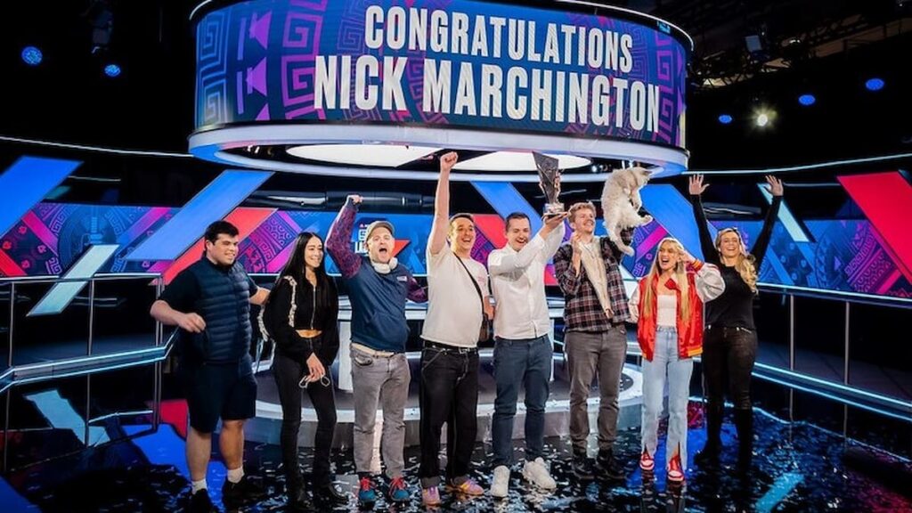 Nick Marchington celebrates winning the NAPT Main Event 2024