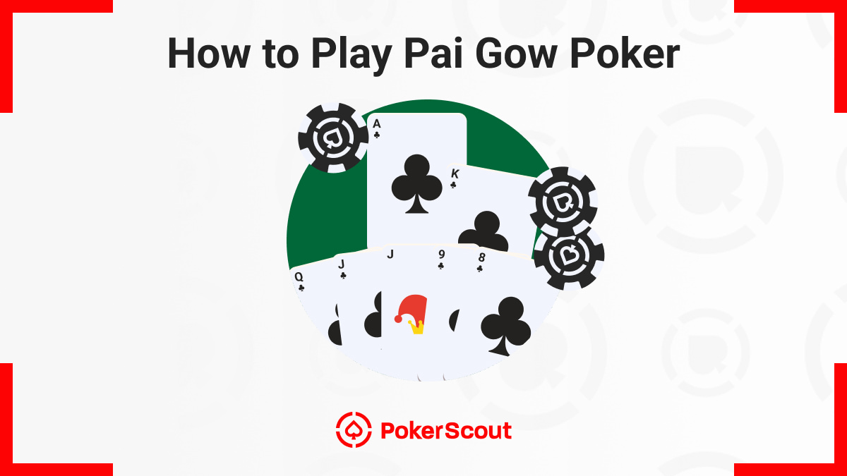 Playing cards and poker chips with the text “How to Play Pai Gow Poker”