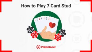 Infographic detailing the gameplay mechanics of 7 card stud poker.