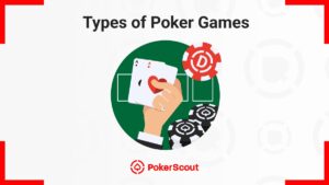 A visual guide showcasing several poker game types, emphasizing Texas Hold'em, Omaha, and Seven Card Stud rules and strategies.